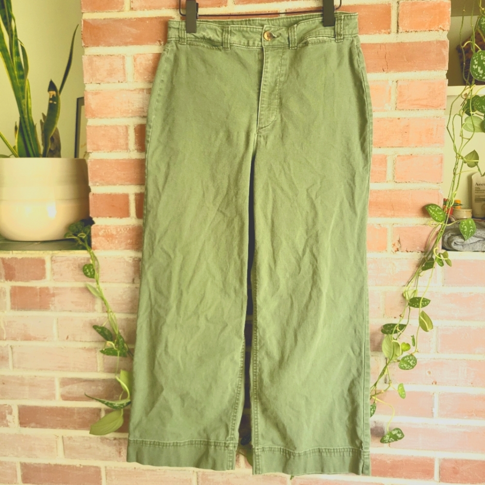 Old Navy Green High Rise Wide Leg Pants